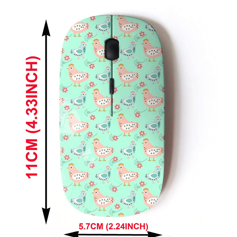 2.4G Wireless Mouse with Cute Pattern Design for All Laptops and Desktops with Nano Receiver - Easter Chicken Flowers