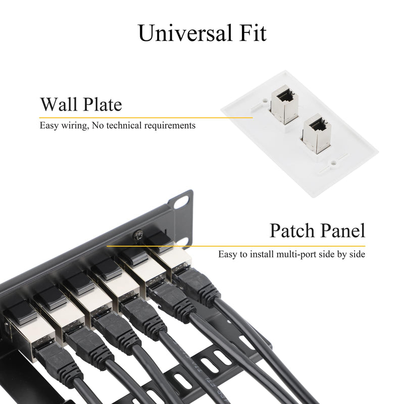 25-Pack Shielded RJ45 Keystone Coupler CAT.7 Female to Female | Gold-plated Contacts, Snap-in Keystone Mount, EMI/RFI Resistance, Tool-free Install, For Patch Panels & Wall Plates 25PCS