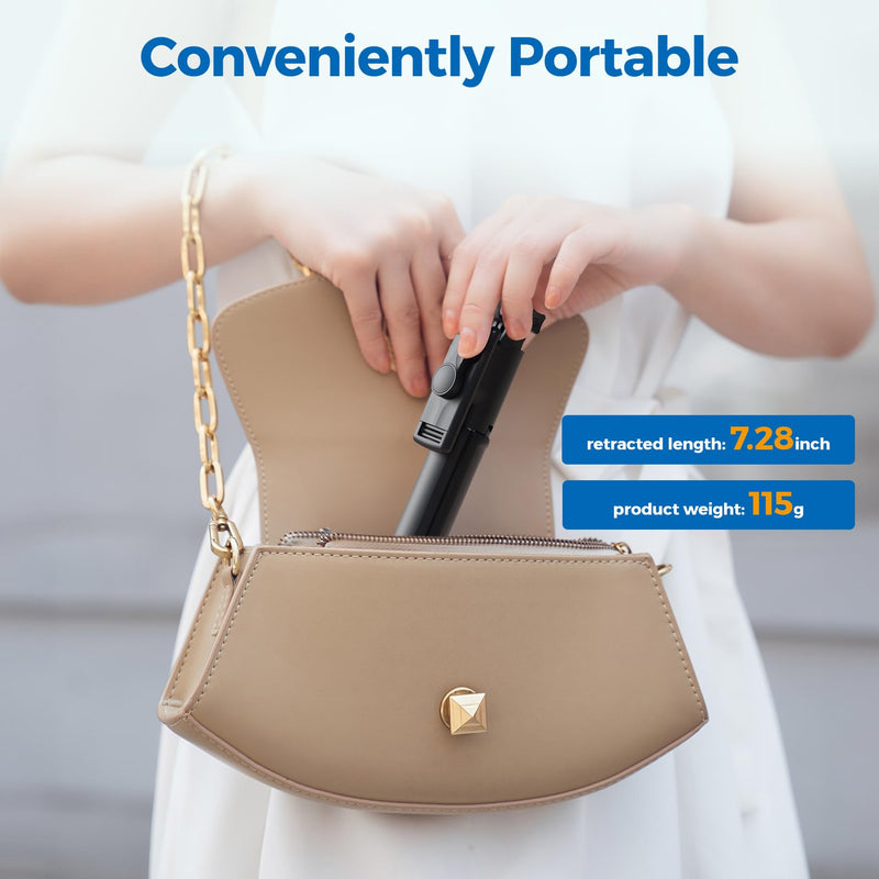 Selfie Stick Tripod, Retractable Selfie Stick Tripod with Wireless Remote Control, for Photograph, Live Streaming, Video Recording, Compatible with Android, iPhone and More