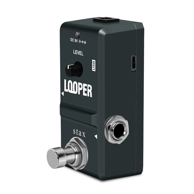 Stax Tiny Looper Pedal –Tiny Looper Electric Guitar Effect Pedal 10-Min Stereo Looper Unlimited Overdubs One-Button Control (Record/Play/Stop/Overdub/Delete) True Bypass.