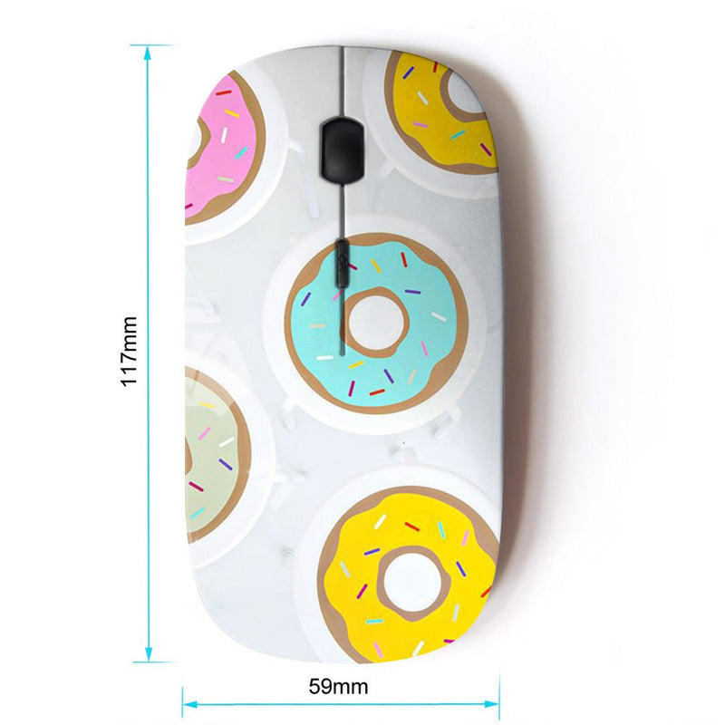 KawaiiMouse [ Optical 2.4G Wireless Mouse ] Doughnut Yellow Teal Pink Pastry Sweet