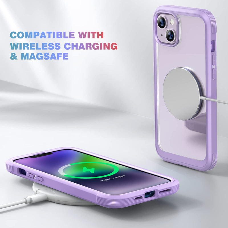 Diaclara Designed for iPhone 14 Case, Full Body Rugged Case with Built-in Touch Sensitive Anti-Scratch Screen Protector, with Camera Lens Protector for iPhone 14 6.1" (Peri Purple) iPhone 14 6.1'' Peri Purple