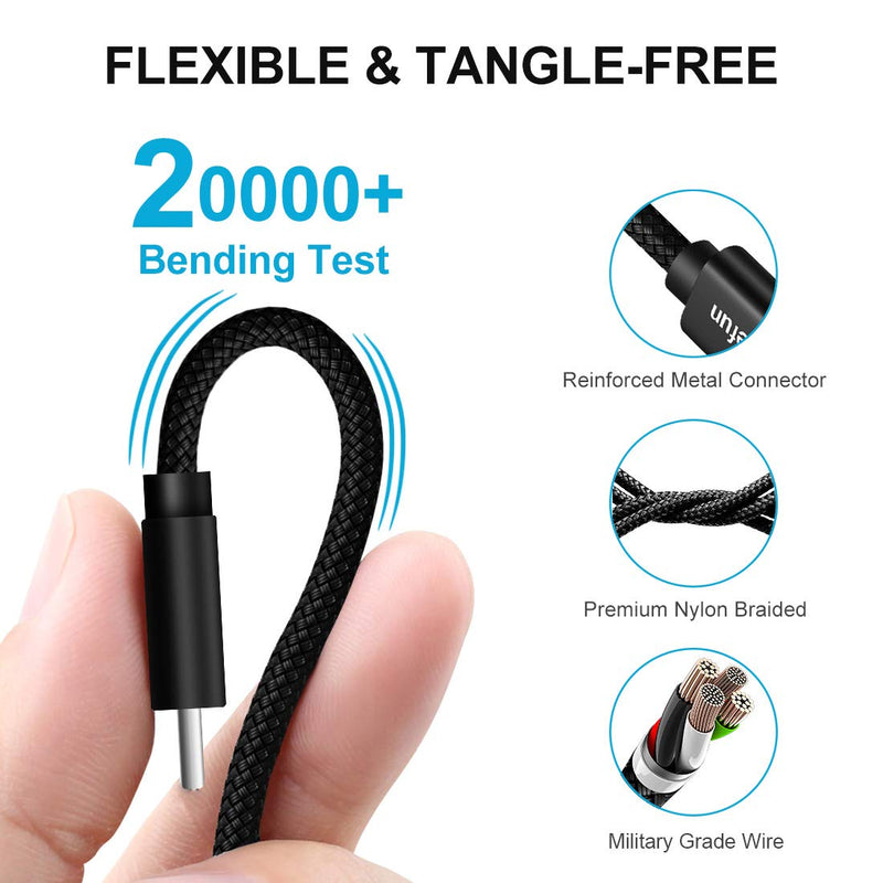 CLEEFUN Extra Long USB A USB C Cable 65ft, USB to USB C Power Cable 65 Foot | for iPhone 17 16 15, Samsung Galaxy S26 S25 S24 and More USB-C Phone, Tablet, PS5, Switch, Braided Cord (No Data) Black