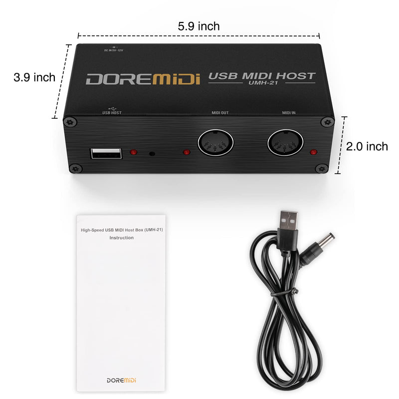 CAMOLA Upgraded USB Host MIDI Interface1-in and 1-out, MIDI Host Box High Speed USB to MIDI Converter, standard MIDI 16 channels, Compatible with USB1.0/1.1(UMH-21) sw-M01592