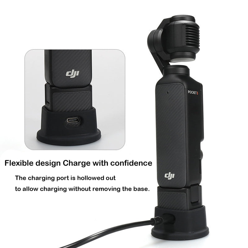 PCTC Silicone Non-Slip Desktop Mount for DJI Osmo Pocket 3, Lightweight and Compact, OSMO Pocket 3 Accessories (Silicone Black) Non-Slip Mount-B