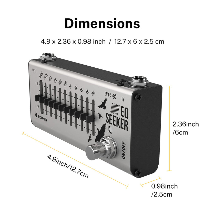 Donner EQ Pedal, 10 Band Equalizer Pedal, EQ Seeker for Guitar and Bass True Bypass