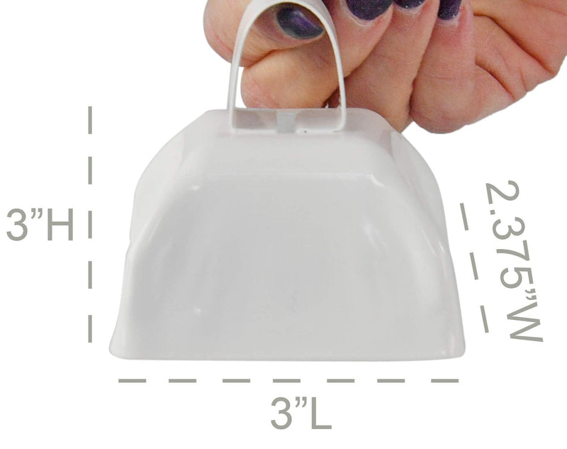 HOME-X Set of 12 Cowbells, Sporting Event Bells, Cheering Bells, Party Noise Makers, School, Reception Desk, Counter Bell, White, 3” L x 2 3/8” W x 3” H