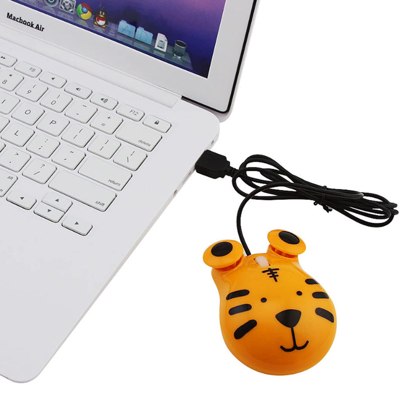 Cute Animal Tiger Shape USB Wired Corded Mouse Optical Mice for Notebook PC Laptop Computer 1600DPI 3 Buttons with 3.2 Feet Cord for Computer Laptop School Kids Children Gift(Orange)