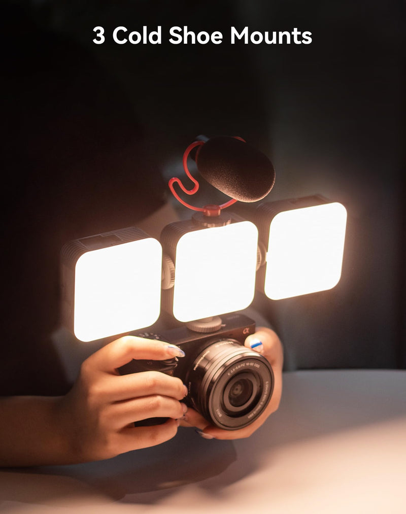 [AUSTRALIA] - SmallRig P96 LED Video Light, Portable Camera Lights, 96 LED Beads for Photography Video Lighting, Rechargeable 2200mAh CRI 95+ 2700-6500K w 3 Cold Shoe Gray 