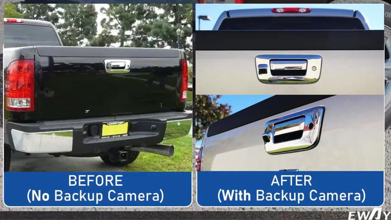 EWAY Tailgate Handle Backup Camera for Chevrolet Silverado GMC Sierra 1500 2007-2013 2500 3500 Heavy Duty 2007-2014 Waterproof Removable Guide Line Reversing Backing Cameras Chrome
