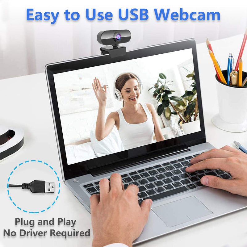 FWV Webcam with Microphone&1080P HD Web Cam,Stand for PC/MAC/Laptop/Desktop, Wide Angle Web Cameras for YouTube,Skype,Zoom,Xbox One,Video Calling,Studying and PS4 Black
