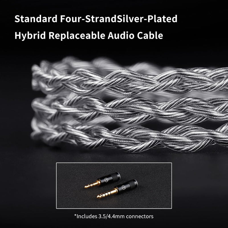 LEAUDIO TRN Shell 4DD Planar Hybrid Headpohnes with 2Pin Detachable Cable Interchangeable Nozzle Design Earphones (with mic) with mic