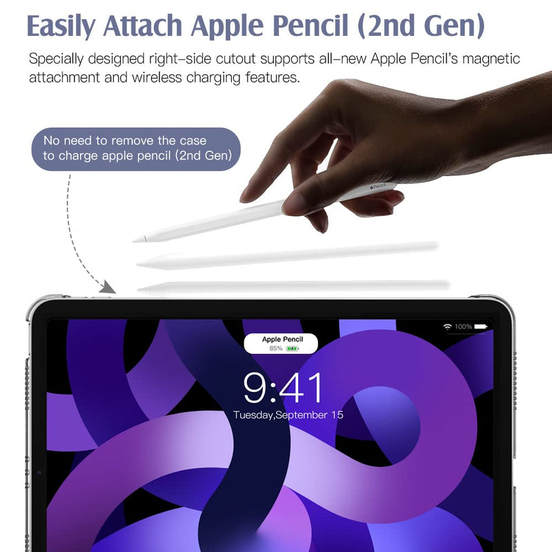 TiMOVO for iPad Air 5th Generation Case 2022 / iPad Air 4th Generation Case 2020 10.9 Inch, iPad Air Case Slim Stand Hard PC Translucent Back Shell Smart Cover Fit iPad 10.9 Case - Lavender Purple