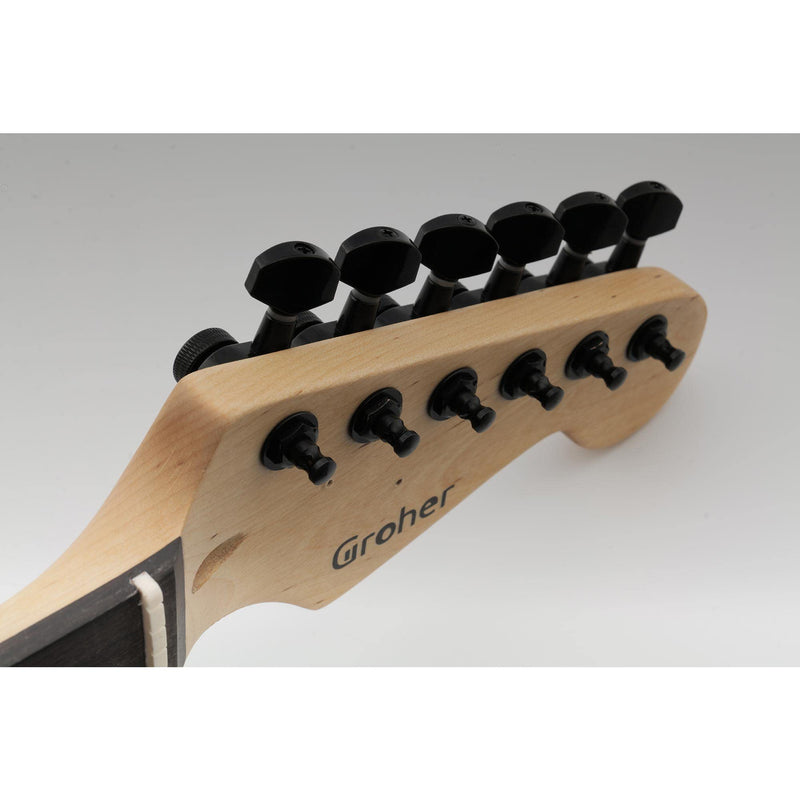 Musiclily Pro 6 in Line Guitar Locking Tuners Tuning Pegs Keys Machine Heads Set for Strat Tele Style Guitar, Black