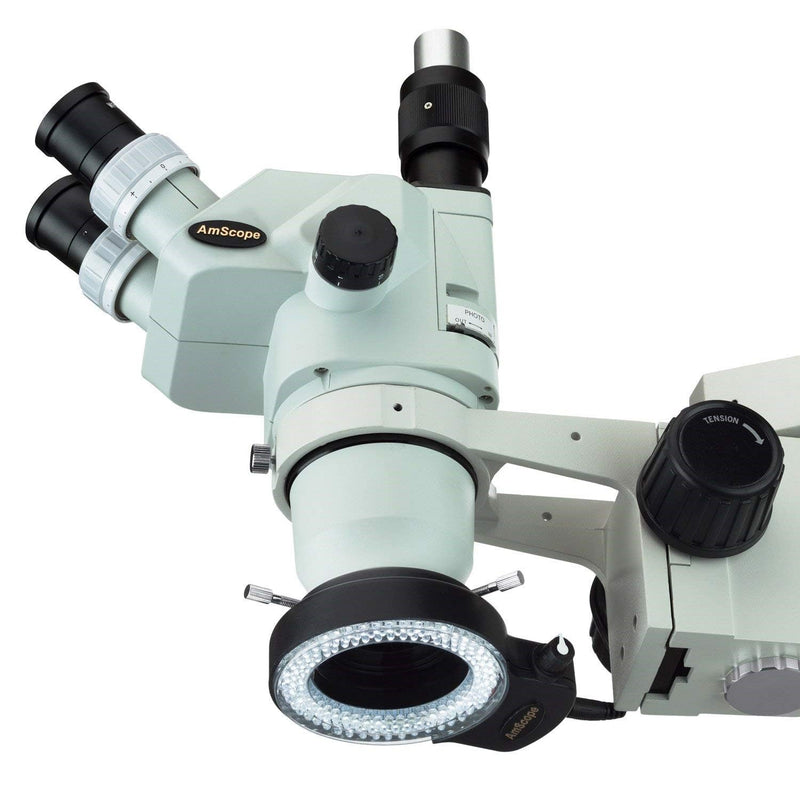 [AUSTRALIA] - AmScope 144 LED Intensity-Adjustable Ring Light: Stereo Microscope Accessory with Black Housing 