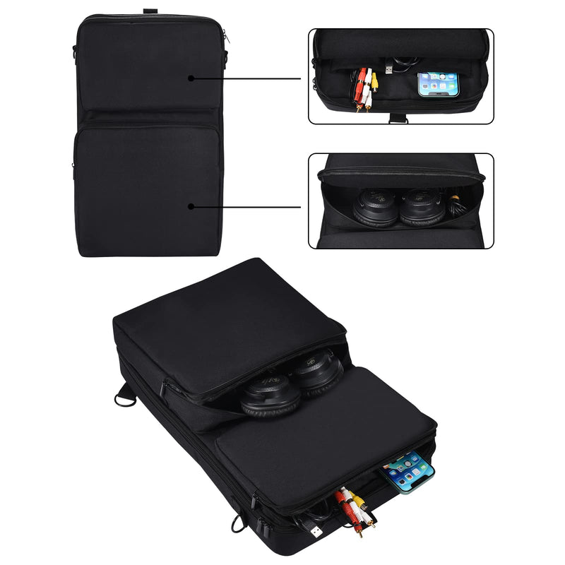 Travel DJ Controller Bag for Pioneer DDJ-200, DDJ-FLX4, DDJ-400, DDJ-SB3 & Roland DJ-202 - Protective Case with Zippered Accessory Pocket & Detachable Shoulder Strap (2937), Black