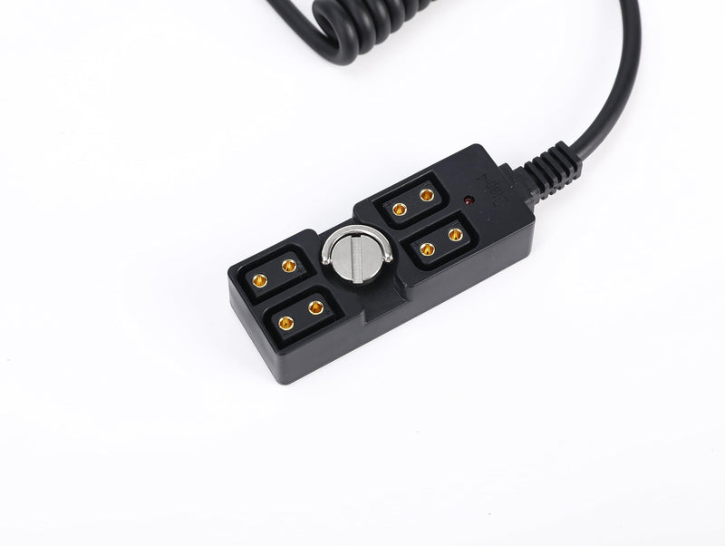 D-tap Male to 4 Port Female Splitter Power Cable Hub Connector Suitable for Anton Bauer V-Mount ARRI RED Camera TILTA Steadicam IDX Battery, with Indicator Light for D-Tap outputs X