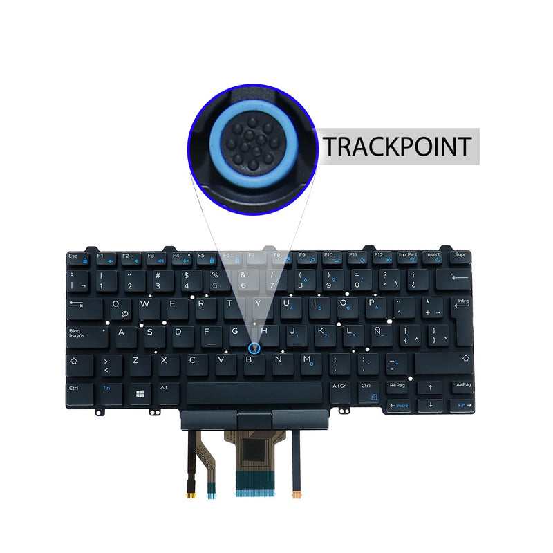 Latin Spanish Keyboard Replacement Compatible with Dell Latitude E5450 E7450 E5470 E7470,Backlit,Pointing Stick Version, Latin Spanish