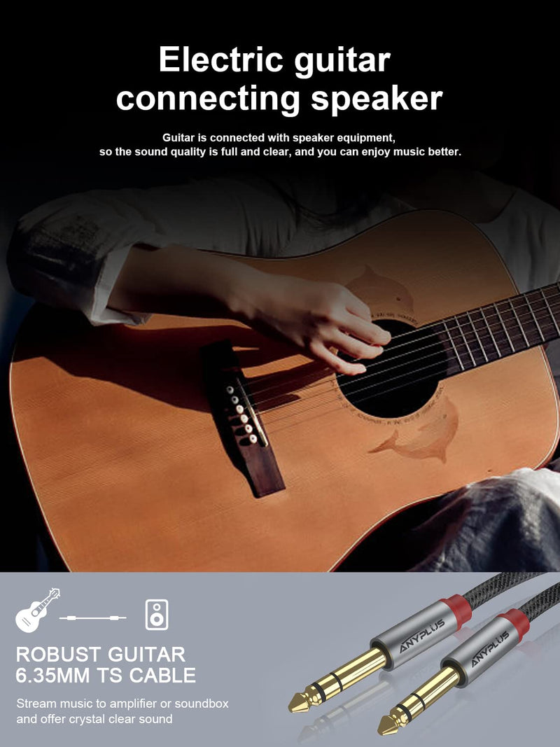 Instrument Cable,【6.6ft/ 2m-2pack】 6.35mm Male to Male 1/4 inch to 1/4 inch Audio Cable, Fish Wire Braided TRS Cable, for Guitar Cable, Bass, Keyboard, Mixer, Amplifier, Equalizer, Speaker. 6.6Ft/2M-2Pack