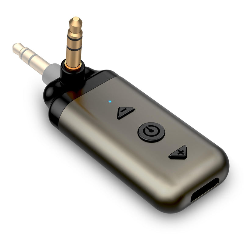 HVMLAK Air88 Bluetooth 5.4 Aux Adapter, 180° Swivel 3.5mm Jack Receiver for Car Home Stereo, Handsfree Calls, 12 Hours Battery, HiFi Sound, Solid Metal Case