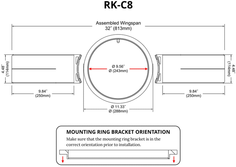 [AUSTRALIA] - EARTHQUAKE RK-C8 V2 New Construction Rough-in Kit for 8-Inch Ceiling Speakers, One Pair 