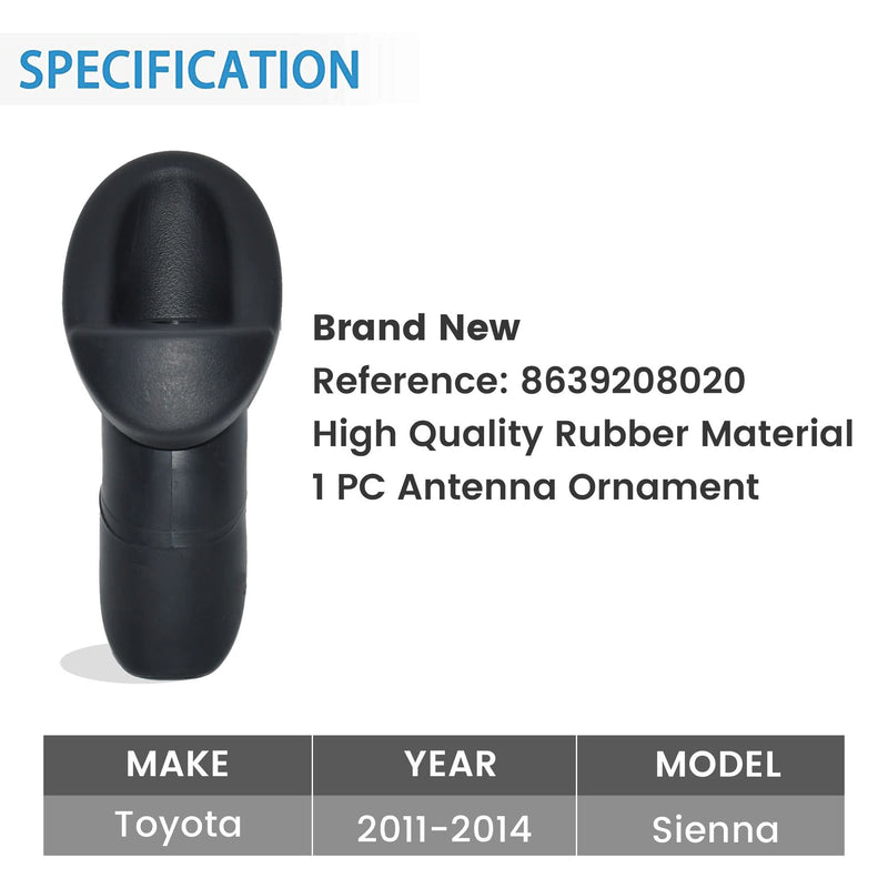 Anina Antenna Ornament for 2011-2014 Toyota Sienna 86392-08020 Toyota Accessory Antenna Adapter Black Mount Radio Antenna Base Bezel