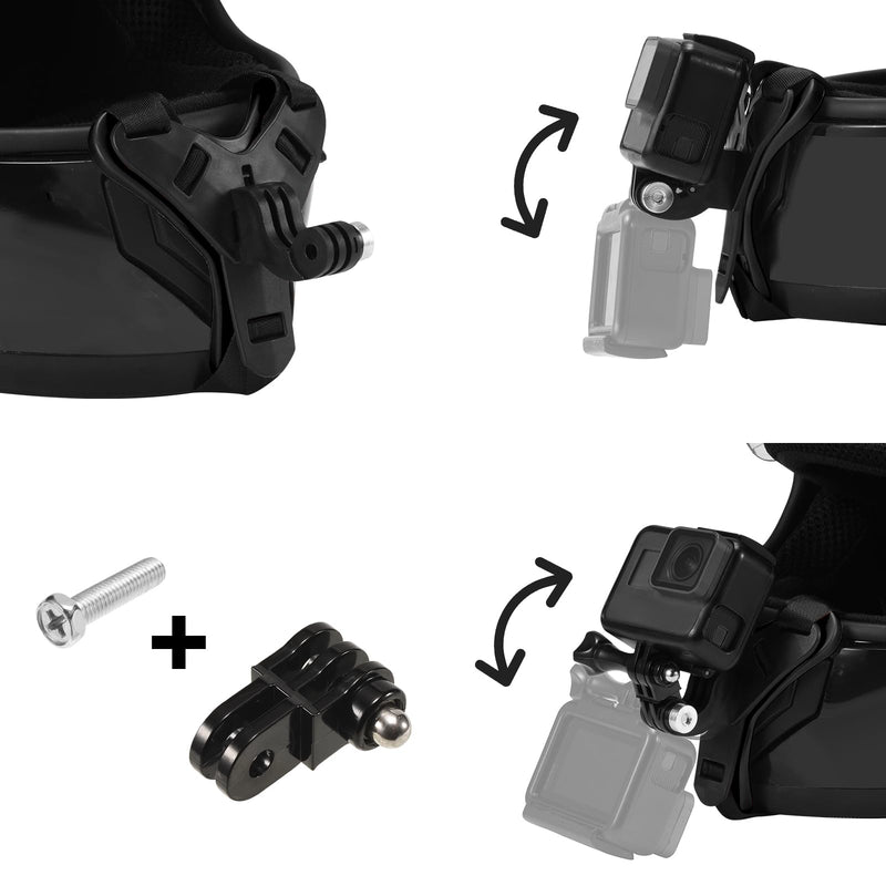 Motorcycle Helmet Chin Strap Mount Compatible with GoPro Hero 12, 11, 10, 9, 8, 7, (2018), 6, Hero Black, Insta 360, Session, Xiaomi Yi, SJCAM （Black）