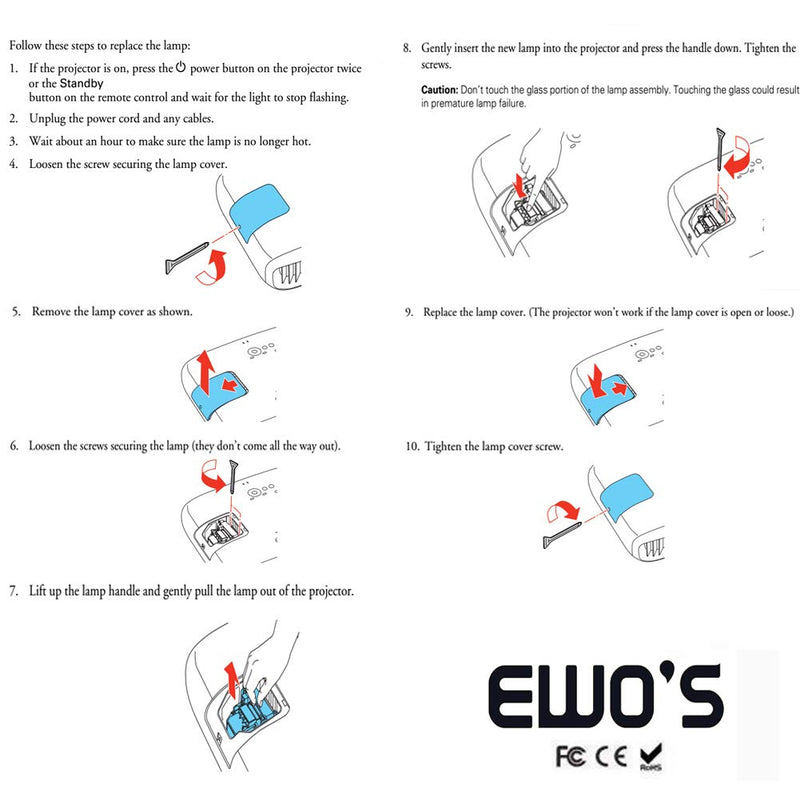 EWO'S ELP67 Replacement Projector Lamp for Epson ELPLP67 PowerLite Home Cinema 500 707 710HD 750HD EX5210 EX7210 EX3210 EX3212 VS210 VS220 X12 W12 S12 V13H010L67 Lamp Bulb Replacement