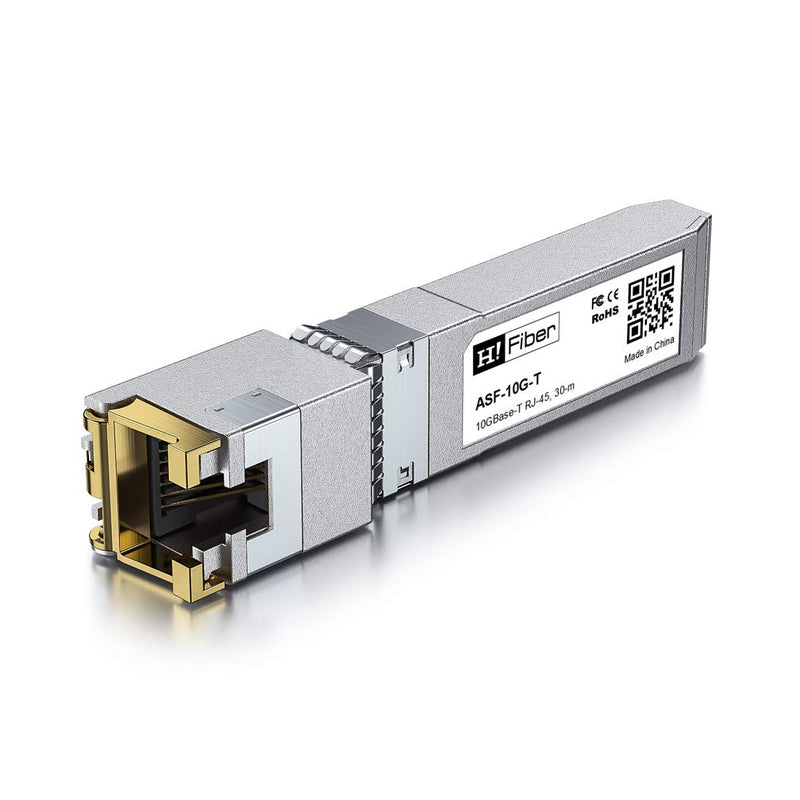 H!Fiber 10Gb SFP+ to RJ45 Module, 10Gbase-T Ethernet SFP+ Copper Transceiver for Juniper Networks EX-SFP-10GE-T, MikroTik, Ubiquiti, Unifi, Netgear, QNAP, D-Link and More, Cat6a/Cat7,30m (98ft) 1 Pack