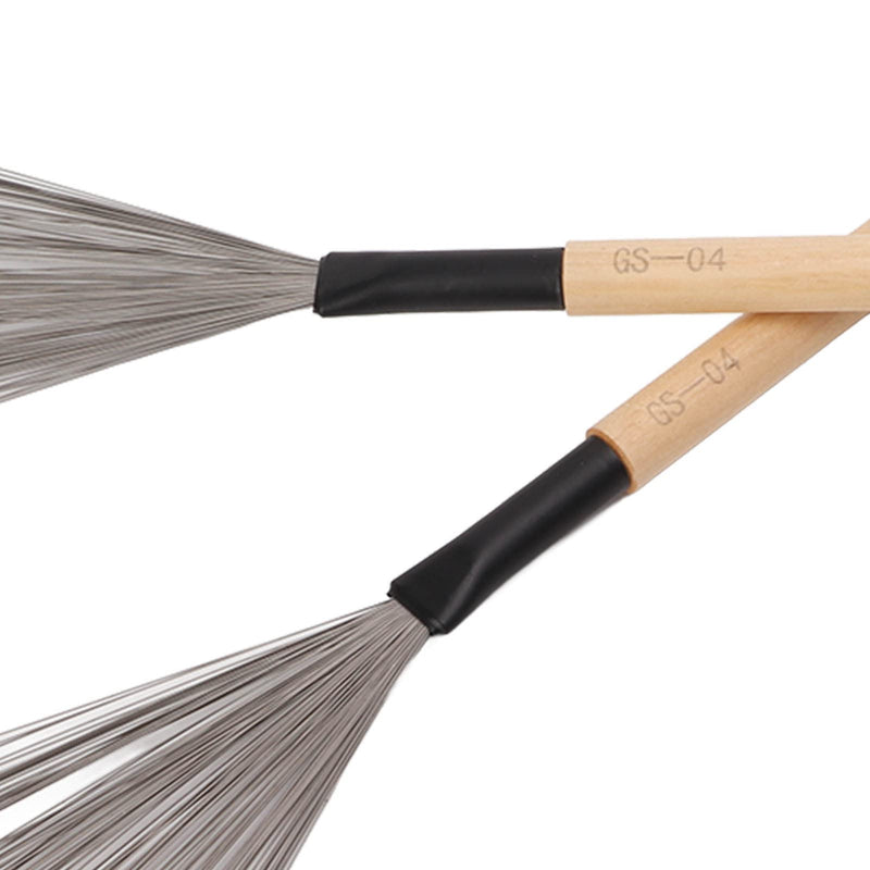 1 Pair Drum Stick Brushes,Maple Wooden Handle Drum Wire Brushes For Rock Band, Jazz Folk, Drummers,Beginners, Students(Wood) Performance Accessory