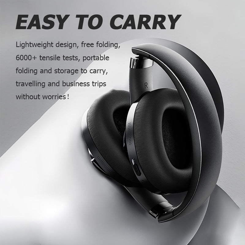 Xmenha BT048S Wireless & Wired Over Ear Headphones, Black, 50Hrs Battery, Bluetooth 5.4, ANC, Travel & Sport