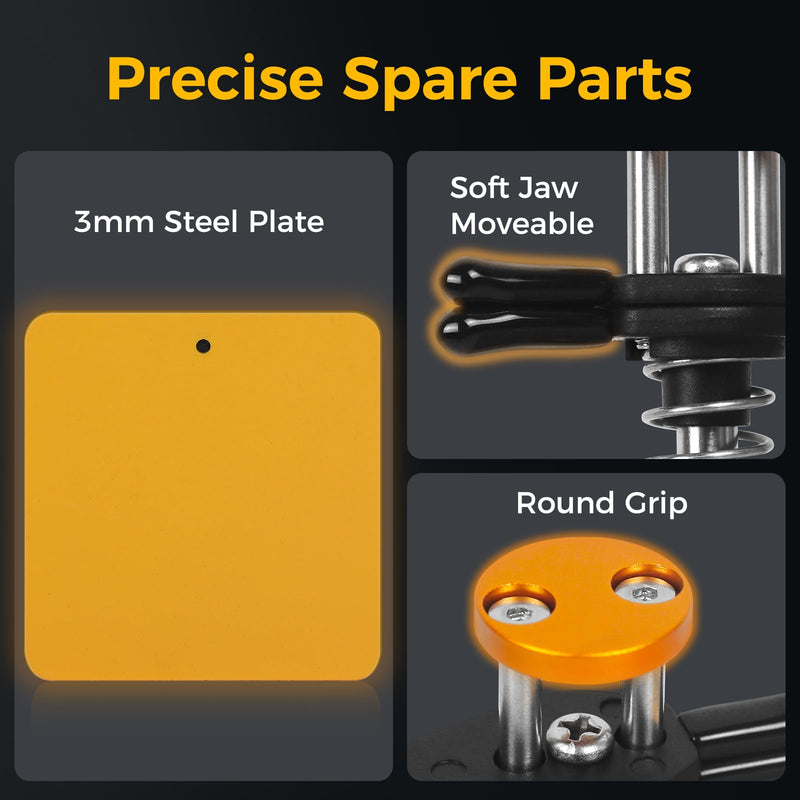 Toolour Third Hand for Maker - Compact Soldering Aid Holder with Dual Parallel Clamps, Adjustable Magnetic Base for Boards, Fine Cables and Components, 10 x 10 x 0.5 cm, No Spring Back without Bite 2PC-Y