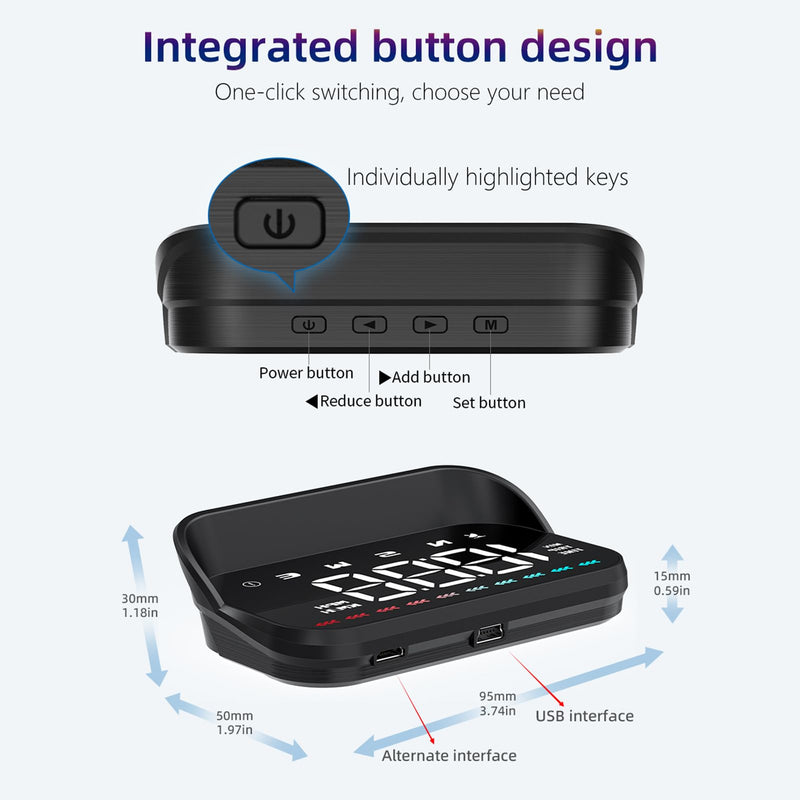 Shkalacar Heads up Display, GPS Speedometer for car, car hud Display Windshield, Direction Travel Time Distance Ambient Light Overspeed Alarm