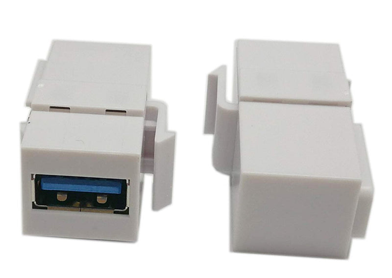 USB 3.0 Keystone Jack Inserts, zdyCGTime (2-Pack) 90 Degree Right Angled USB 3.0 Adapters Female to Female Connector for Wall Plate Outlet Pane (White USB 3.0 A) White USB 3.0 A