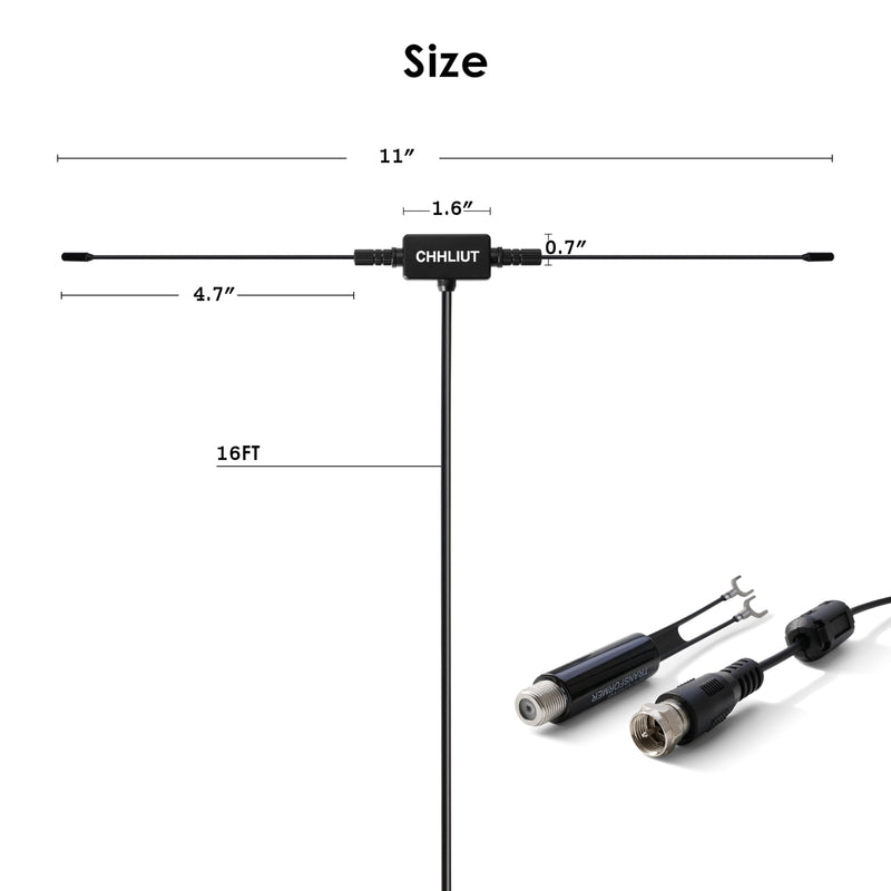 [AUSTRALIA] - Universal FM Radio Dipole Antenna, 75 Ohm, 16ft, Screw F Male Plug for Home AV Audio Stereo Receiver Indoor 