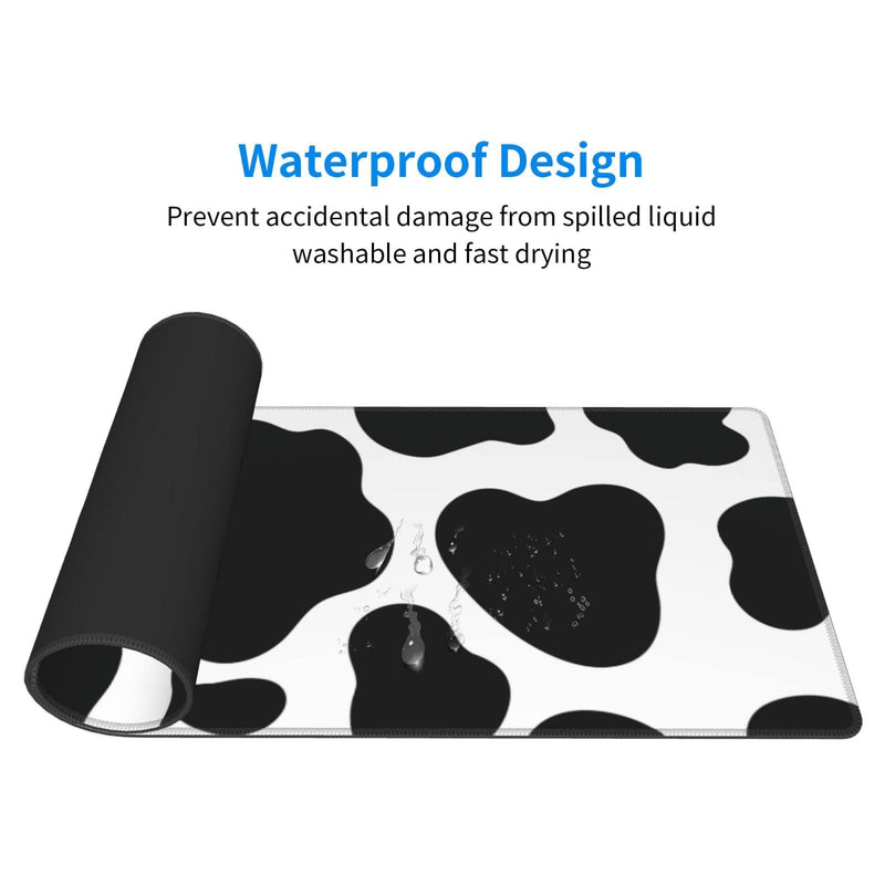 Cow Print Gaming Mouse Pad Non Slip Large Mousepad Stitched Edge Rubber Base Desk Mat for Laptop PC Computer Cow Print One Size