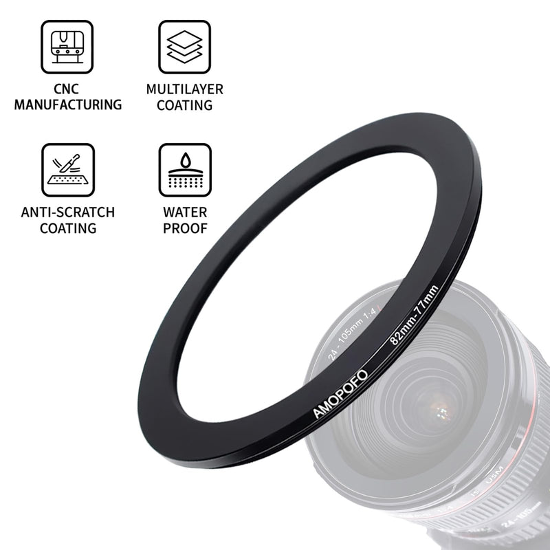 [AUSTRALIA] - 9pcs Step Down Ring Set,Camera Lens Adapter Ring 82-77mm/77-72mm/72-67mm/67-62mm/62-58mm/58-55mm/55-52mm/52-49mm/49-40.5mm.Made of CNC Machined Aluminum 