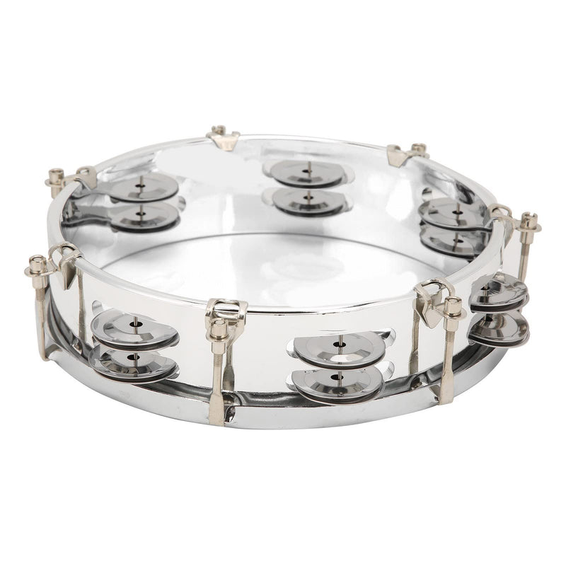 8in Tambourine Adjustable Tone Hand Drum Hand Held Percussion Educational Musical Instrument Cymbal Bells Double Row Jingle Bells with Drum Key(Transparent) Transparent