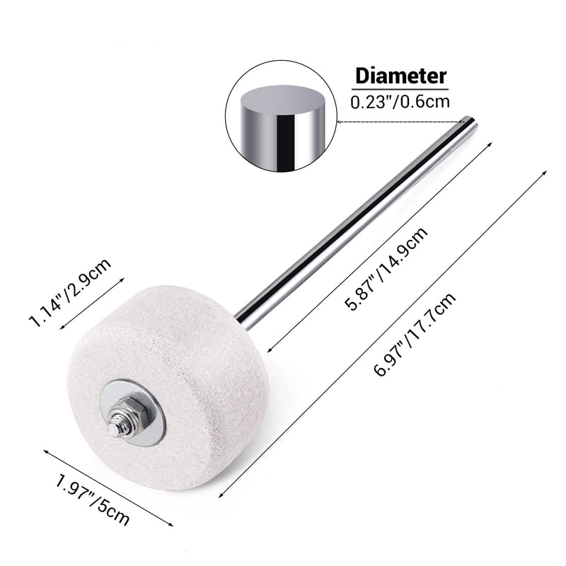 [AUSTRALIA] - Facmogu 2PCS Classic Felt Beater, White Felt Bass Drum Beater for Performance Convenient Drummer Replacement, Large Felt Beater for Drum Percussion Instrument Accessories Upgrade 1PCS 