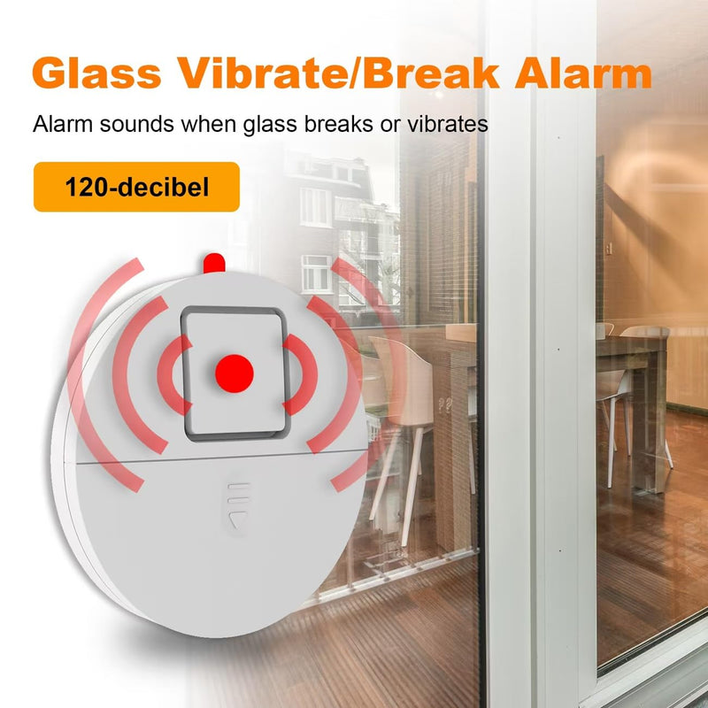 [AUSTRALIA] - EVA LOGIK Modern Ultra-Thin Window Alarm with Loud 120dB Sound and Vibration Sensors Compatible with Virtually Any Window, Glass Break Alarm Perfect for Home, Office, Dorm Room- 8 Pack 