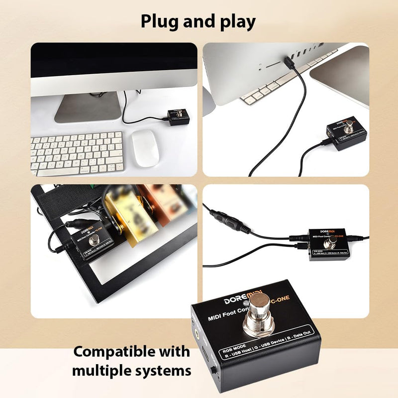 [AUSTRALIA] - HXBER MIDI Foot Controller Electric Guitar MIDI Effects Pedal Plug and Play MIDI Output Ports DIY CC/PC/Note Messages Various Trigger Modes Portable MIDI Device 
