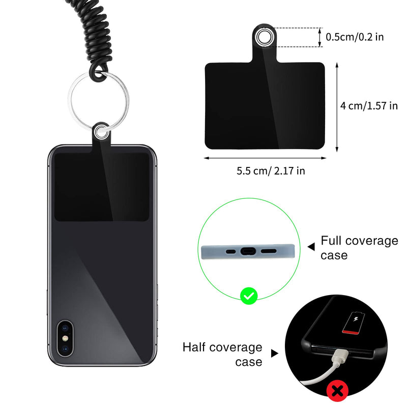 4 Sets Phone Lanyard Tether with Patch Phone Tether Phone Strap for Drop Protection Outdoor Hiking Cycling Climbing Black