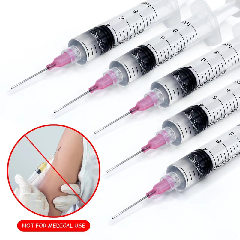 Pack of 10 Syringes 10 ml, Syringe with Blunt Needle, Plastic Syringe, Dosing Syringe, Colostrum Syringe, Injection Syringe, for Laboratory, Industrial, Liquid Measurement, DIY Craft Refill Glue