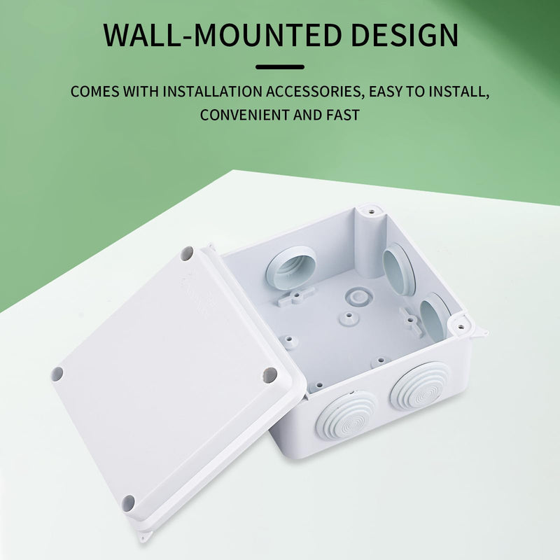 Pack of 2 Waterproof Junction Boxes, Waterproof IP65, Surface-Mounted Junction Box, Outdoor Waterproof Junction Box, Plastic Electrical Box, Junction Box, Junction Box, Distribution Box, White