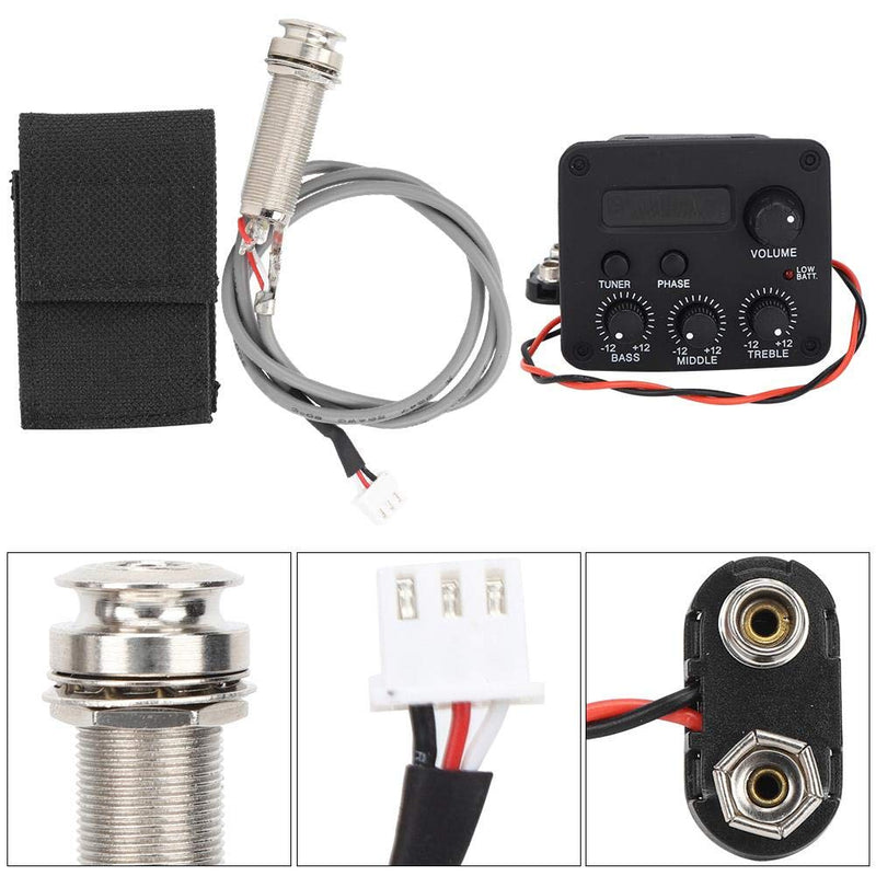 3 Band EQ Pre-Amp Equalizer Pickup,Guitar EQ Equalizer Piezo Pickup System with LCD Screen Display for Guitar Accessory