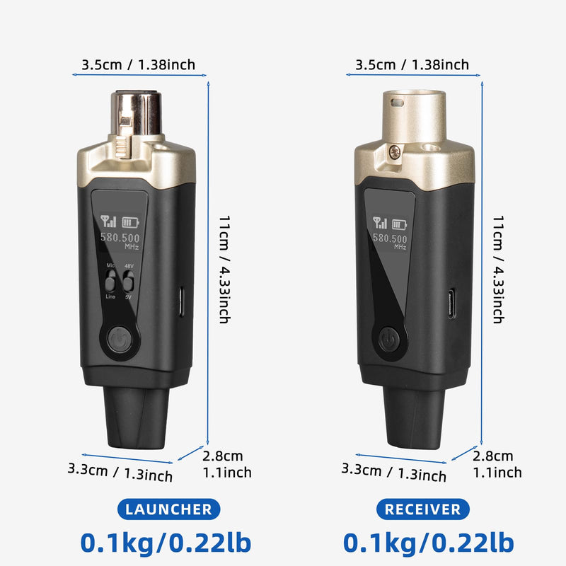 Depusheng T9 Wireless guitar transmitter receiver, Wireless Microphone Transmitter Receiver XLR Microphone Wireless System for Dynamic and condenser Microphone Audio Mixer, With 48V phantom power
