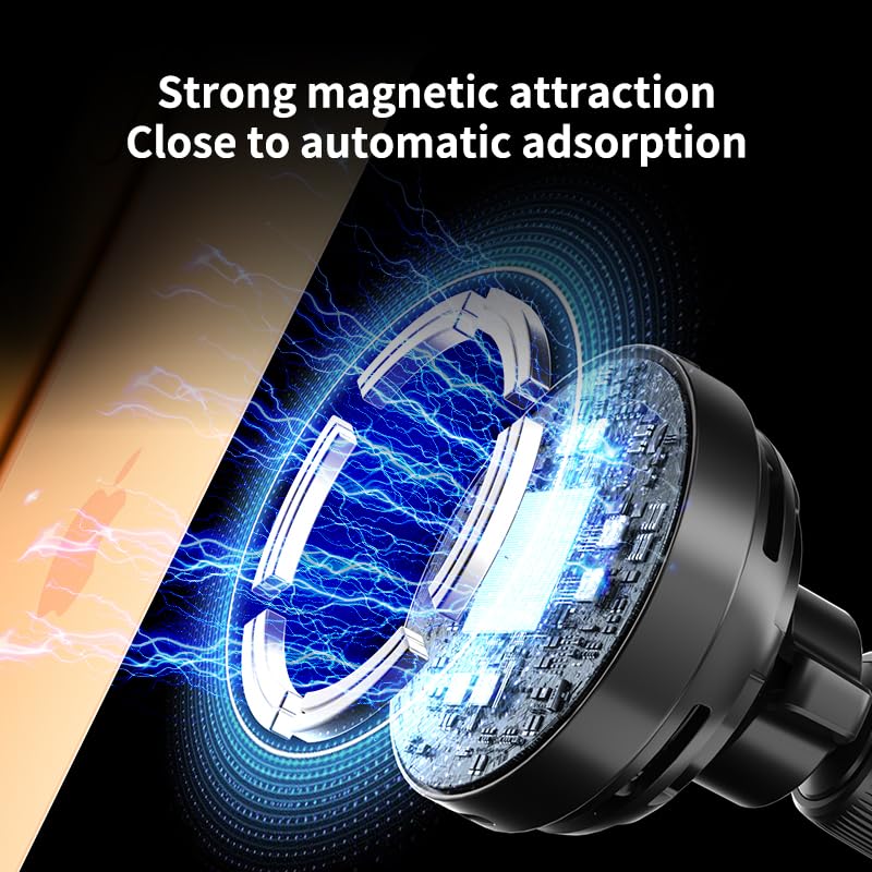 25W for MagSafe Car Mount Charger, Qi2.2 Certified Magnetic Wireless Air Vent Phone Mount, Built-in Cooling Fan, Super Strong Magnetic Hold, Fits iPhone 12 13 14 15 16 17 Series - LsdWkt