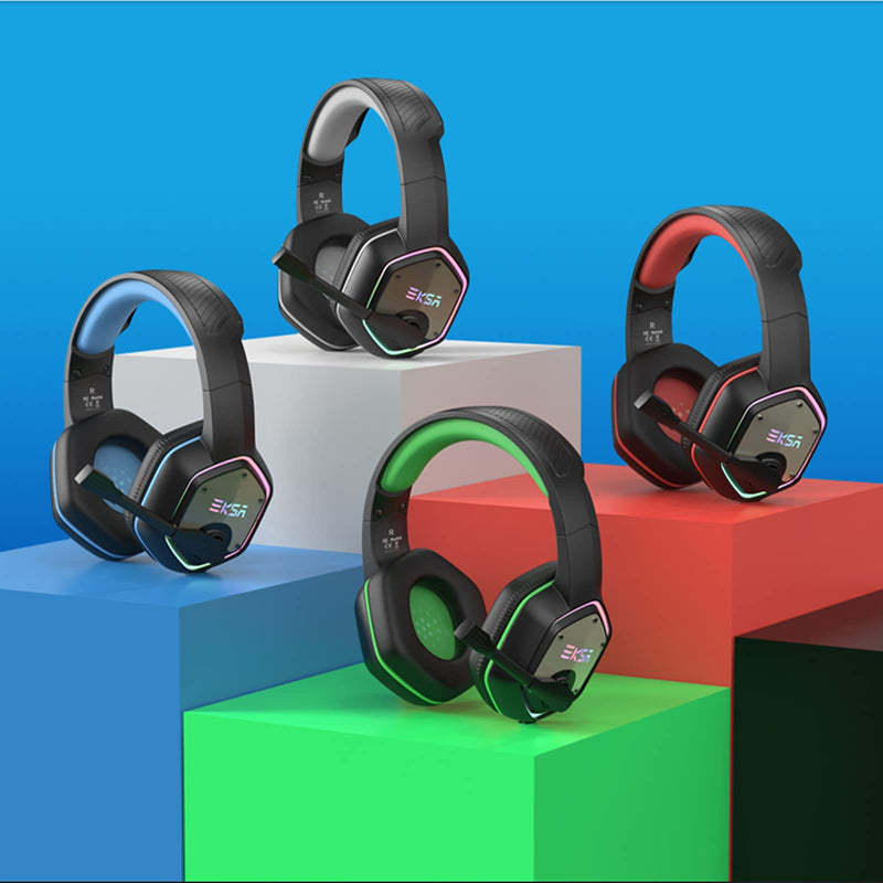 EKSA E1000 USB Gaming Headset for PC - Computer Headphones with Microphone/Mic Noise Cancelling, 7.1 Surround Sound Wired Headset&RGB Light - Gaming Headphones for PS4/PS5 Console Laptop Gray