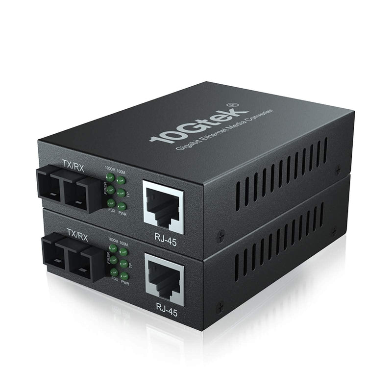 10Gtek 2 Pack of 3M OS2 SC to SC Fiber Patch Cable and 2 Pack of Gigabit SingleMode Fiber to Ethernet Media Converter