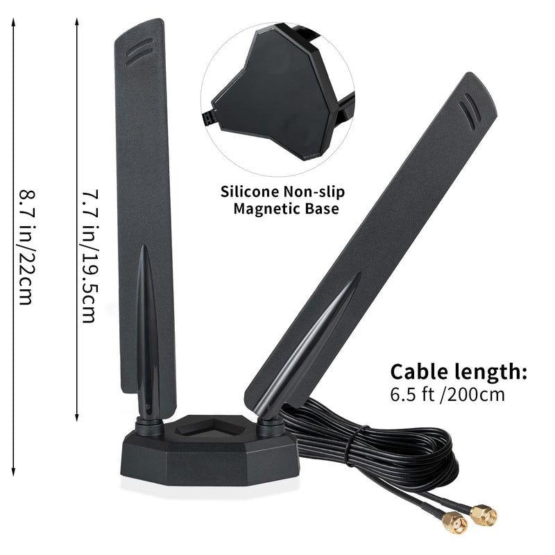 WiFi 6 6E Tri-Band 2.4GHz 5 GHz 6GHz Magnetic Base RP-SMA Antenna Boosts Signal for PC Desktop Computer Bluetooth Card WiFi 6E Card Gaming Motherboard
